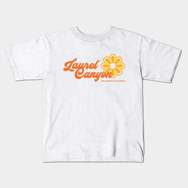 Retro Laurel Canyon flower logo - orange Kids T-Shirt by retropetrol